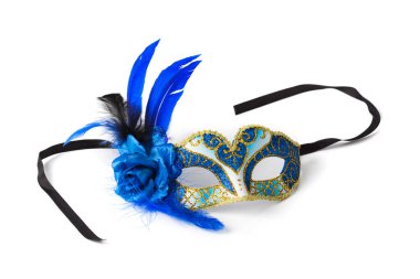 Venedik karnavalı maskesi beyaz arkaplanda izole edilmiş