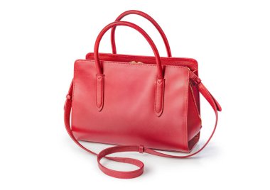 Kırmızı el çantası beyaz arkaplanda izole edildi