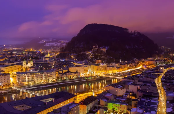 Salzburg Oostenrijk bij nacht — Stockfoto