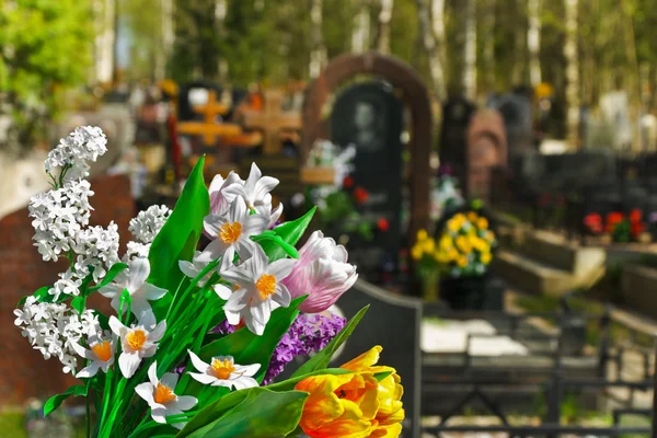 Flores y cementerio — Foto de Stock