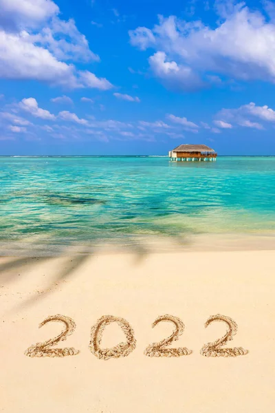 Números 2022 Playa Concepto Fondo Vacaciones — Foto de Stock