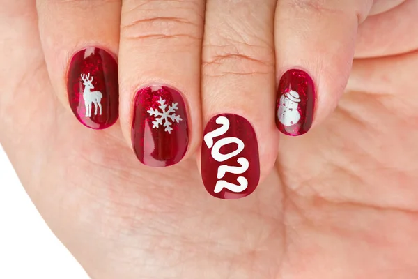 Prst Nehet Vánoční Vzor Izolované Bílém Pozadí — Stock fotografie