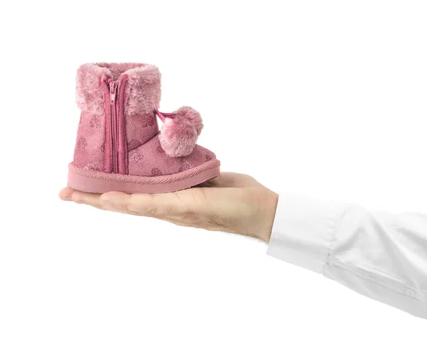 Hand Child Shoe Isolated White Background — Stock Photo, Image