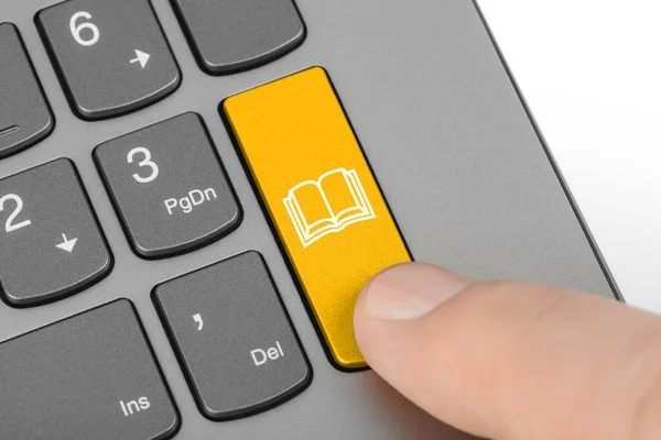Computer Keyboard Book Key Education Background — Stock Photo, Image