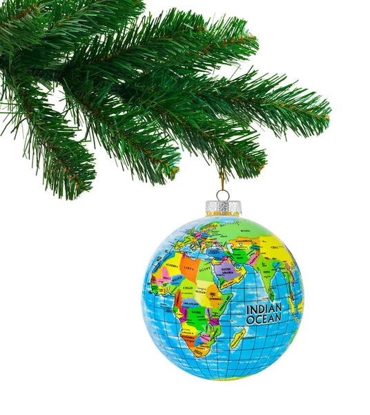 Globe Christmas Tree Isolated White Background — Stock Photo, Image