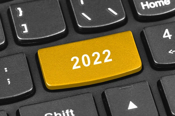 Клавиатура Ноутбука Ключом 2022 Концепция Праздничной Технологии — стоковое фото
