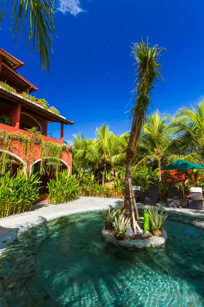 Pool Hotel Auf Der Insel Bali Indonesien Hintergrund Natur — Stockfoto