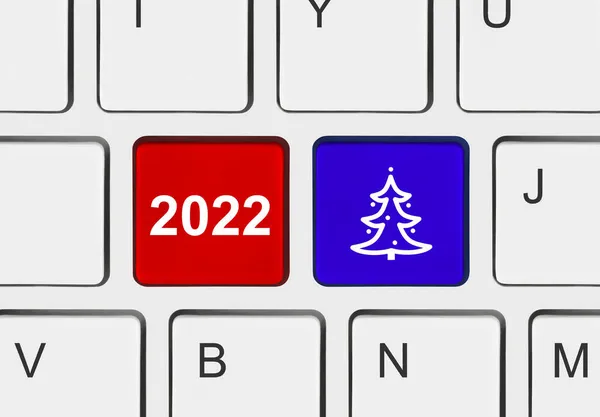 Computertastatur Mit Weihnachtstasten Urlaubskonzept — Stockfoto