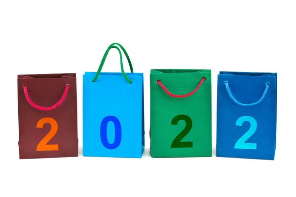 Shopping Bags Numbers 2022 Isolated White Background — Stock Photo, Image