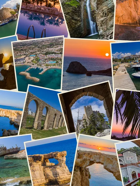 塞浦路斯图像拼贴 我的照片 自然和建筑背景 — 图库照片