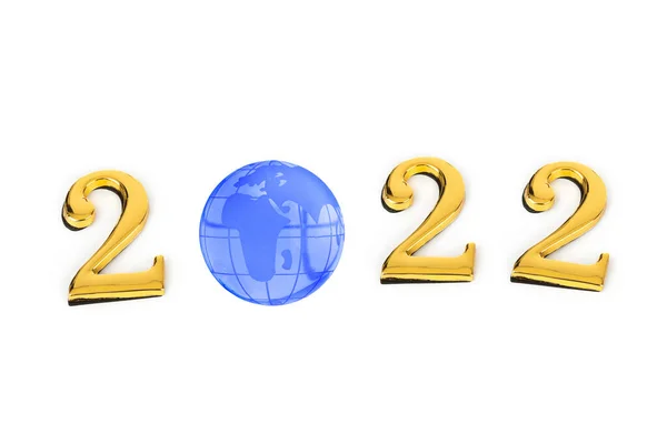 Numbers 2022 Globe Isolated White Background — Stock Photo, Image