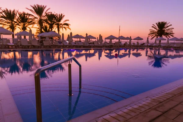 Swimming Pool Cyprus Island Sunset Travel Background — Stock Photo, Image