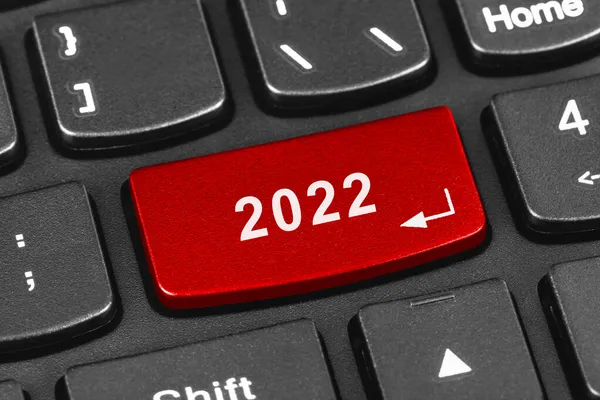 Клавиатура Ноутбука Ключом 2022 Концепция Праздничной Технологии — стоковое фото
