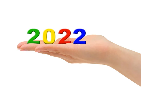 Числа 2022 Руці Ізольовані Білому Тлі — стокове фото