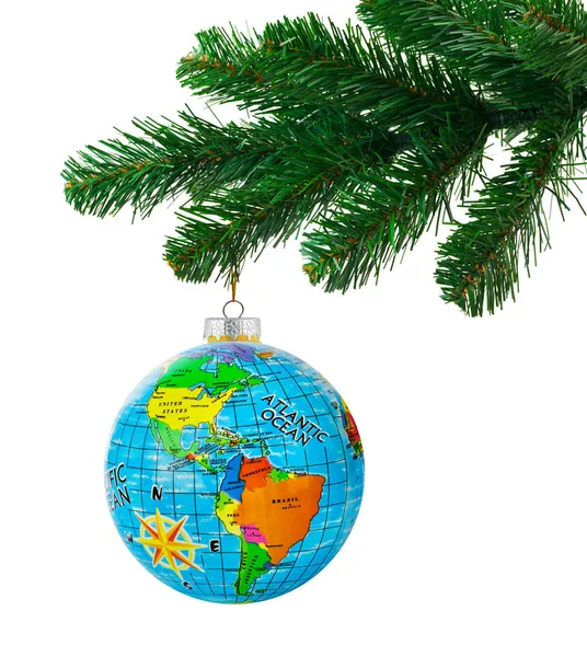 Globo Albero Natale Isolato Sfondo Bianco — Foto Stock