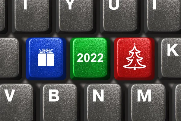 Computer Keyboard Christmas Keys Holiday Concept Stock Photo