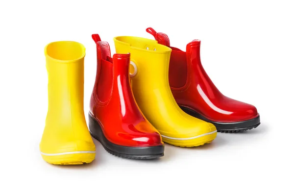Sapatos Femininos Vermelhos Amarelos Isolados Fundo Branco — Fotografia de Stock