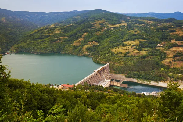 Damm Fluss Drina Serbien Technologischer Hintergrund — Stockfoto