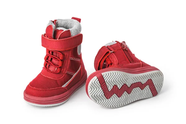 Sapatos Infantis Isolados Fundo Branco — Fotografia de Stock