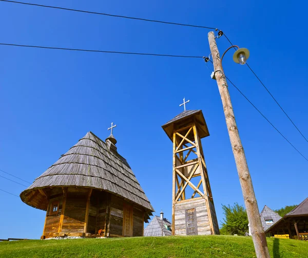 Tradycyjna Wieś Drvengrad Mecavnik Serbii Tło Architektury — Zdjęcie stockowe