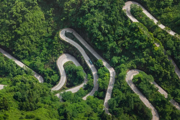 Montañas Carretera Parque Natural Tianmenshan China Fondo Viaje —  Fotos de Stock