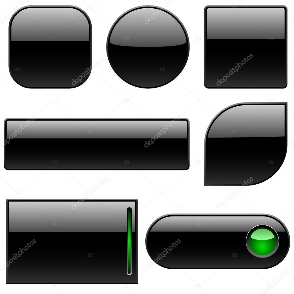 Blank black plastic buttons