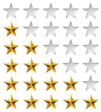 Golden stars rating template isolated on white background. clipart