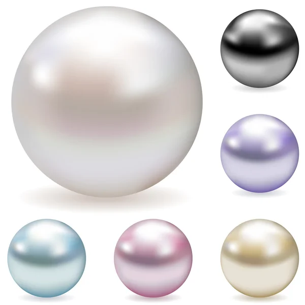 Vector collection of color pearls — Stock Vector