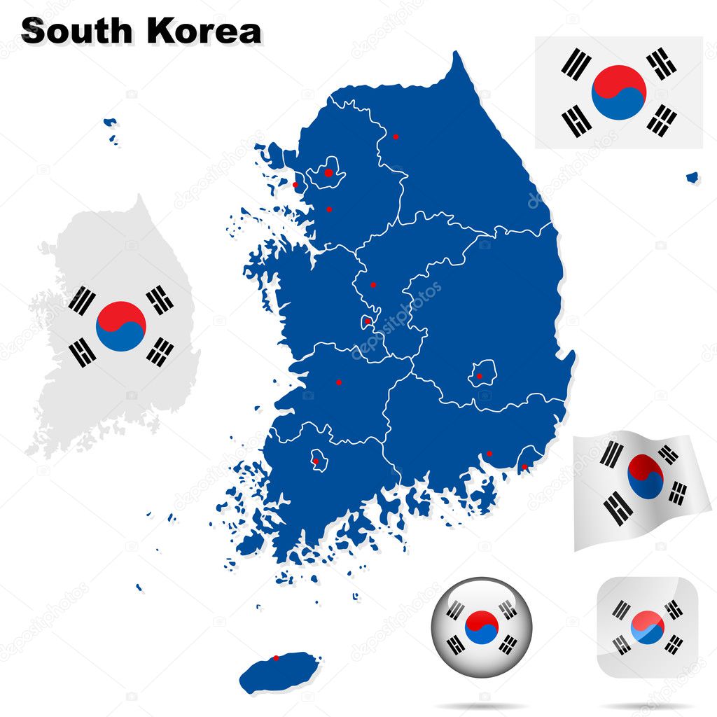 South Korea vector set.