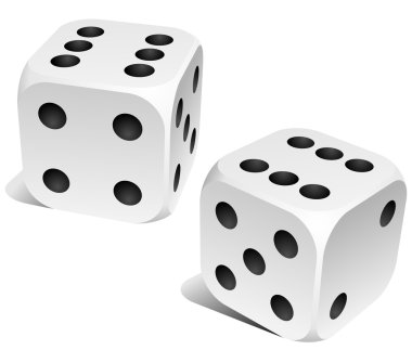 Black and white dice with double six roll. clipart