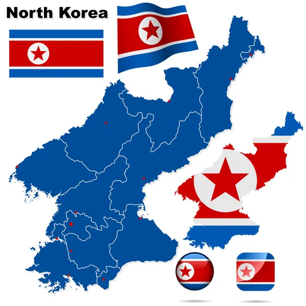Ensemble de vecteurs Corée du Nord . — Image vectorielle