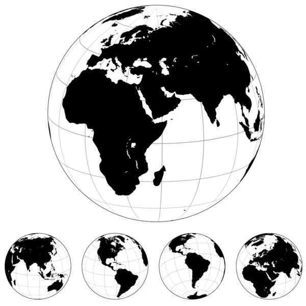 Wereldbol zwart wit — Stockvector