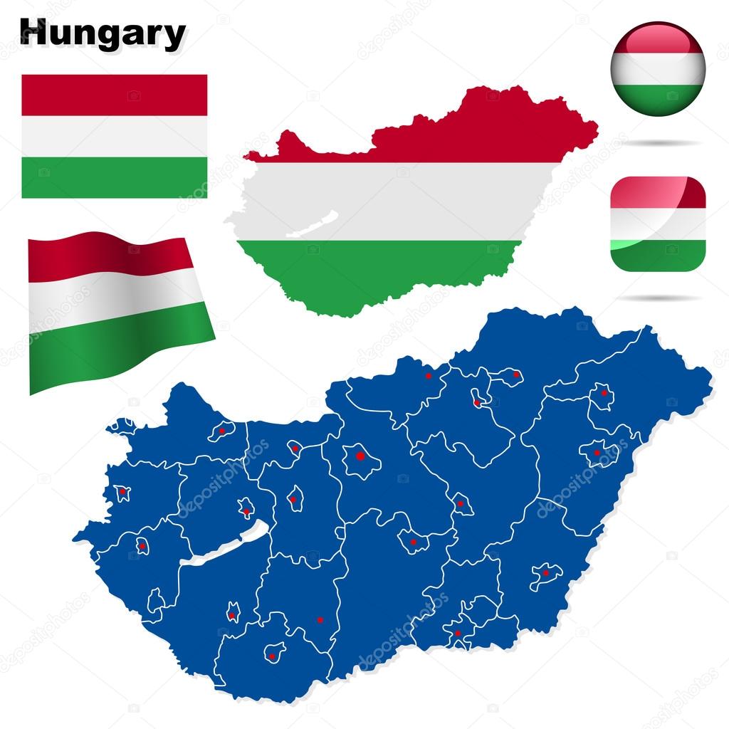 Hungary vector set.