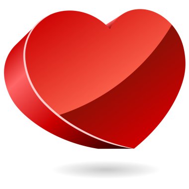 3D kırmızı kalp vektör çizim.