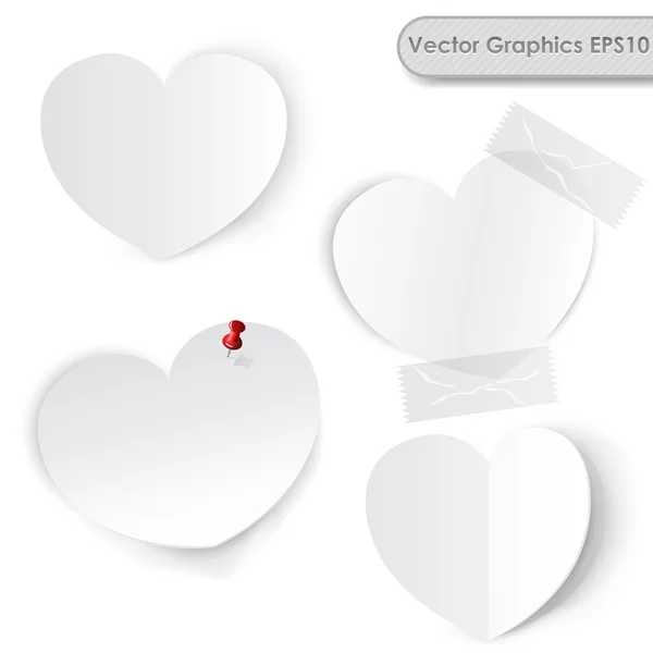 Plantilla de vector corazones de papel blanco en blanco . — Vector de stock