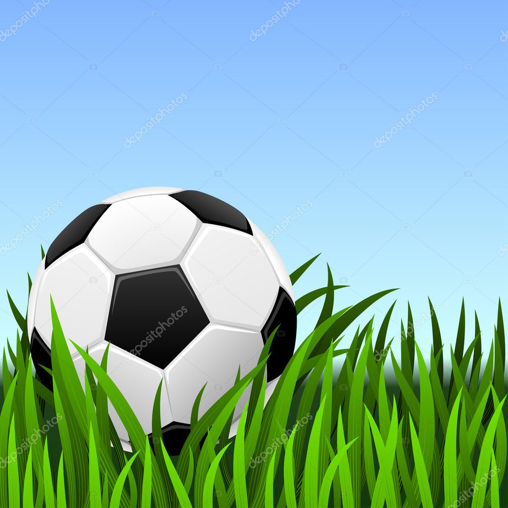 Soccer background classic soccer ball on the green grass. — Stock