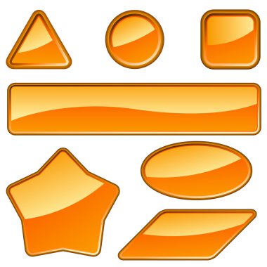 Set of glossy orange labels isolated on white. clipart
