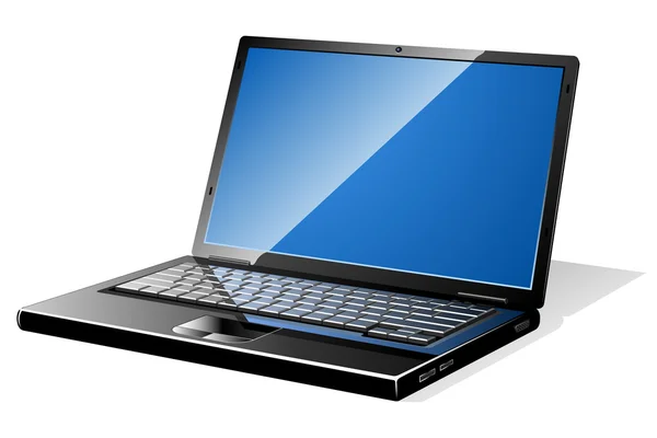 Moderne zwarte geopende laptop met leeg scherm. — Stockvector