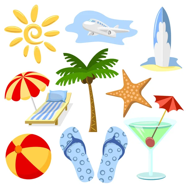 Summer and travel symbols vector set. — Stock Vector
