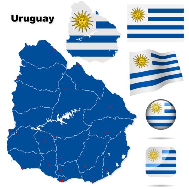 Uruguay vektör set.