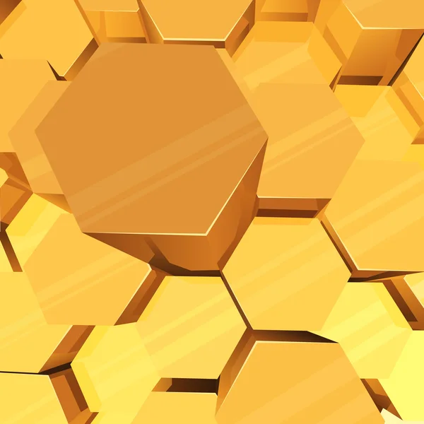 Yellow shiny hexagons background. — Stock Vector