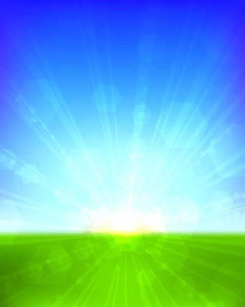 Bright sunrise vertical vector background — Stock Vector