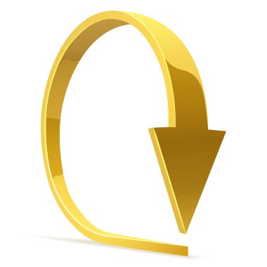 Golden bent arrow - download icon.