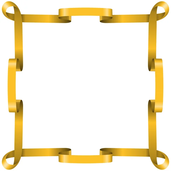 Golden ribbon frame isolated on white background. — Stock Vector
