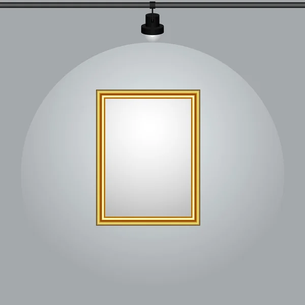 Gilt-framed blank painting hanging on the wall. — Stock Vector