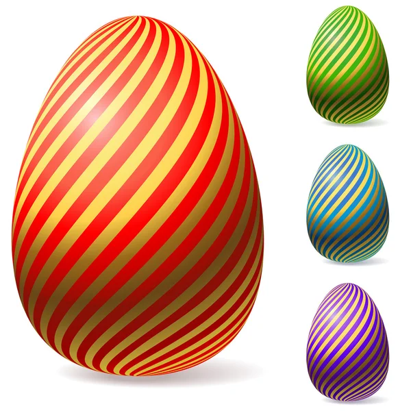 Color Easter eggs with golden stripes. — Stock Vector