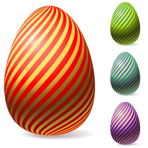 Colore Uova di Pasqua con strisce dorate . — Vettoriale Stock