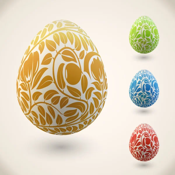 Uovo di Pasqua con colore floreale ornamento vettoriale illustrazione . — Vettoriale Stock