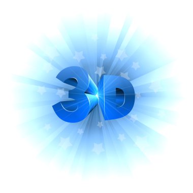 3d video formatı işareti üzerine beyaz izole.
