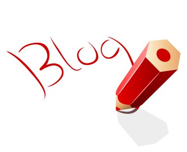 Blog kavramı vektör çizim ile kırmızı kalem.